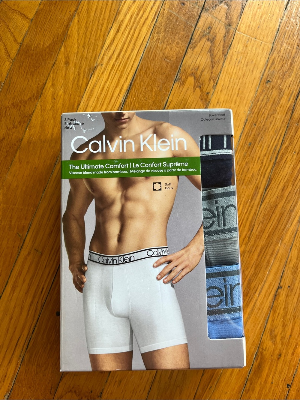 Calvin Klein Men’s Boxer Briefs - White, Gray & Blue (3-Pack)
